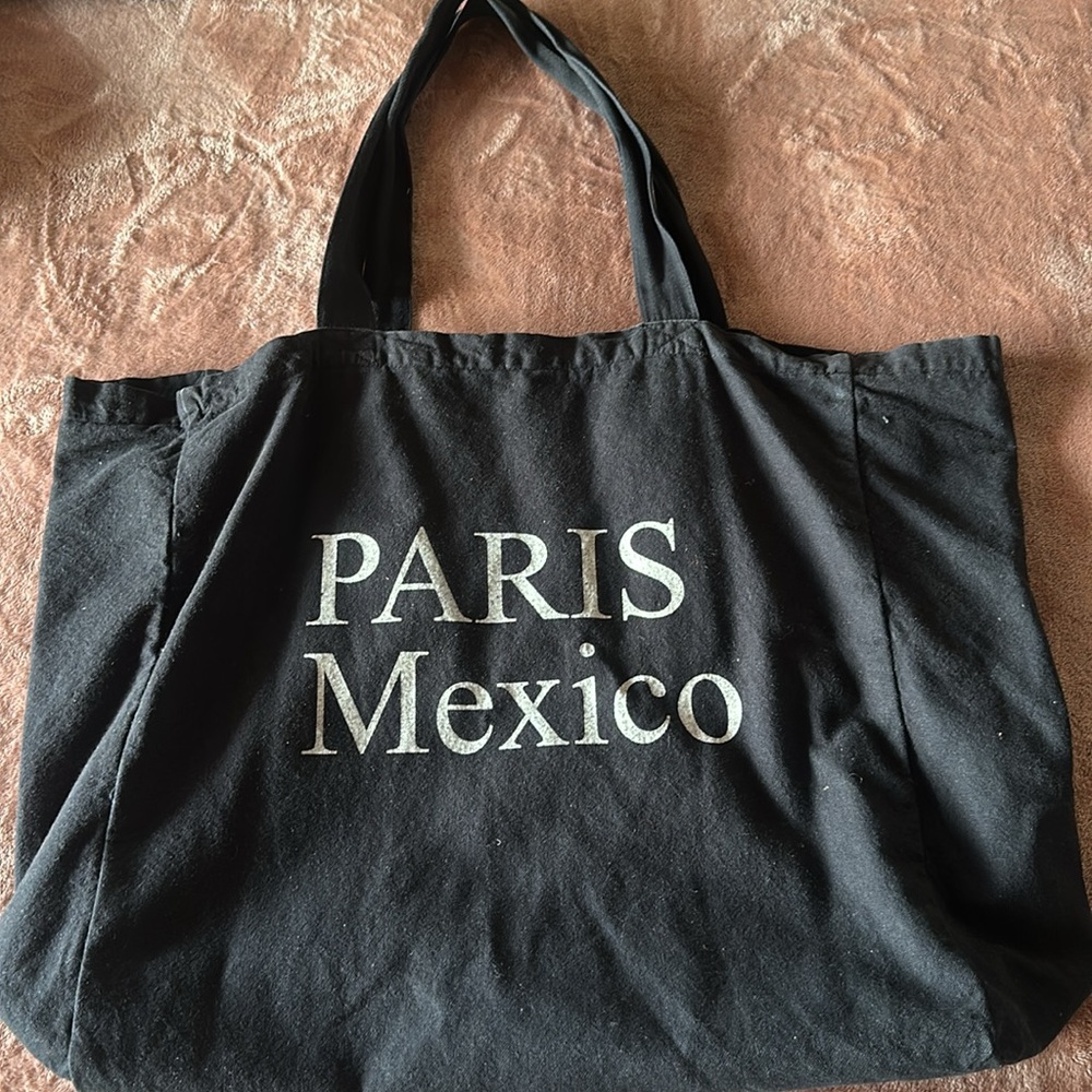 Vintage early 2000s Perks and Mini Paris, Mexico, oversized canvas tote bag.